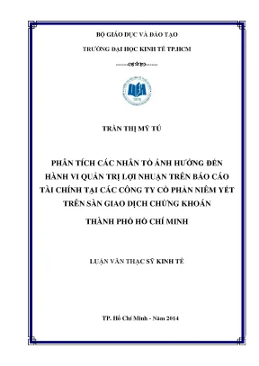 Phân Tích Nhân Tố Ảnh Hưởng Đến Quản Trị Lợi Nhuận Tại