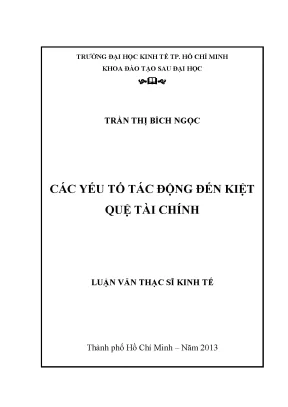 Các Yếu Tố Gây Kiệt Quệ Tài Chính Doanh Nghiệp Việt Nam