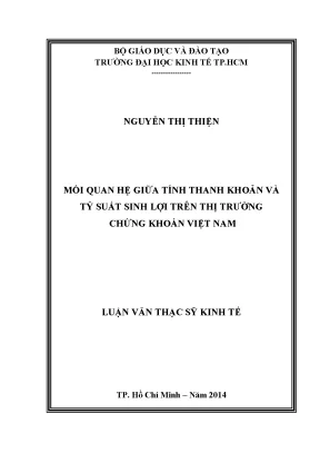 Luận văn: Thanh khoản và Tỷ suất sinh lợi TTCK Việt Nam