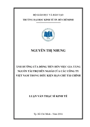 Luận văn: Dòng tiền và tài trợ của công ty Việt Nam
