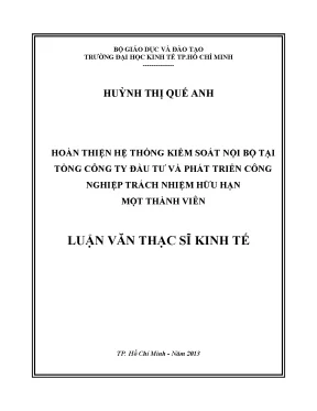 Luận văn thạc sĩ hoàn thiện hệ thống kiểm soát nội bộ