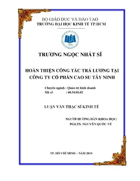 Hoàn thiện công tác trả lương tại Cao Su Tây Ninh