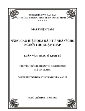 Nâng cao hiệu quả đầu tư nhà ở cho người thu nhập thấp