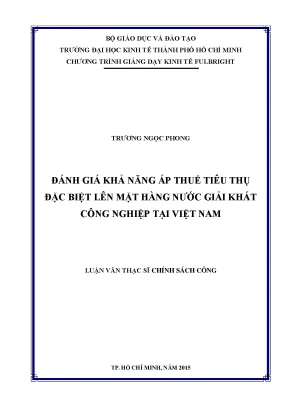 Luận văn Thuế TTĐB nước giải khát: Có nên áp dụng?