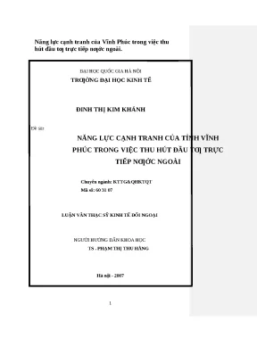 Năng lực cạnh tranh của Vĩnh Phúc trong thu hút đầu tư