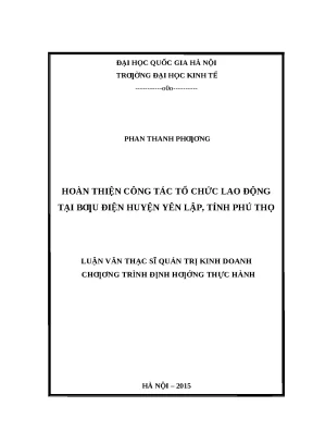 Luận văn Thạc sĩ: Hoàn thiện Tổ chức Lao động Bưu điện