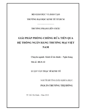 Luận văn: Phòng chống rửa tiền qua hệ thống ngân hàng