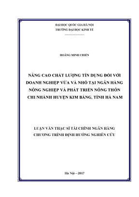 Nâng cao chất lượng tín dụng cho doanh nghiệp vừa và nhỏ