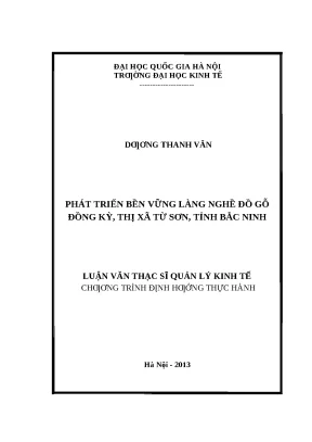 Phát Triển Bền Vững Làng Nghề Đồ Gỗ Đồng Kỳ Từ Sơn Bắc Ninh