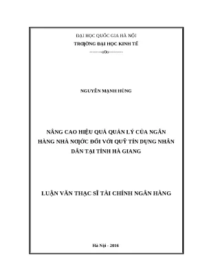 Nâng cao hiệu quả quản lý ngân hàng nhà nước đối với quỹ