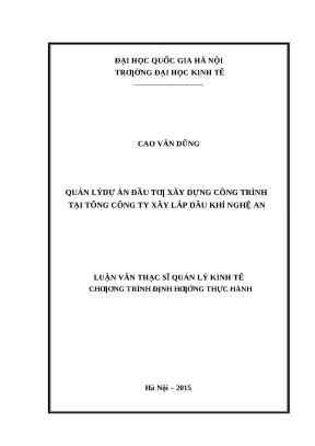 Quản lý dự án đầu tư xây dựng tại Tổng công ty Xây lắp