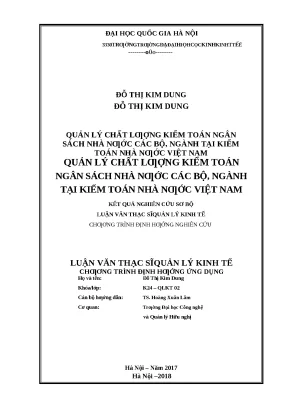 Quản lý chất lượng kiểm toán ngân sách nhà nước tại Việt Nam