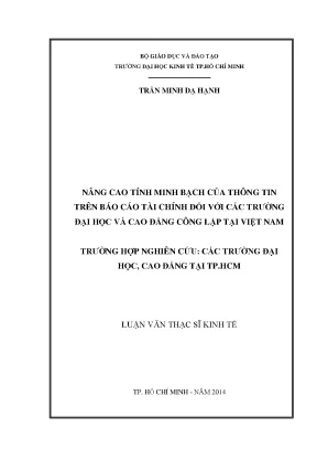 Nâng cao tính minh bạch thông tin tài chính tại các