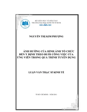 Ảnh Hưởng Của Hình Ảnh Tổ Chức Đến Ý Định Nghề Nghiệp