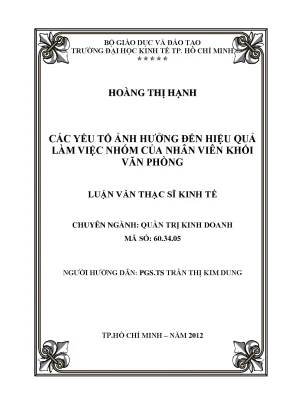 Các yếu tố ảnh hưởng đến hiệu quả làm việc nhóm của nhân