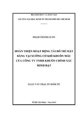 Hoàn thiện hoạt động tái bố trí mặt bằng tại xưởng cơ khí