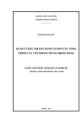 Quản lý đầu tư xây dựng cơ bản tại Văn phòng Trung ương Đảng