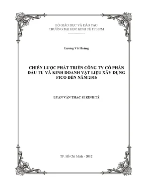 Chiến Lược Phát Triển Công Ty Cổ Phần FICO Đến Năm 2016
