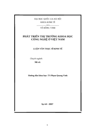 Phát Triển Thị Trường Khoa Học Công Nghệ Tại Việt Nam: