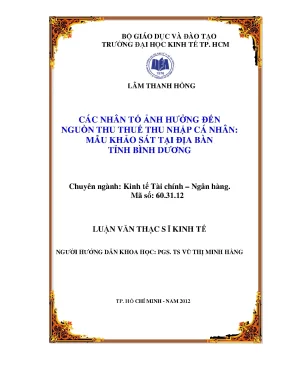 Luận văn Thuế TNCN: Các nhân tố ảnh hưởng tại Bình Dương