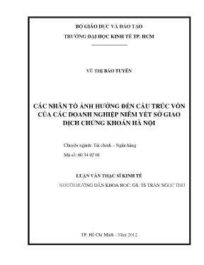 Các yếu tố ảnh hưởng đến cấu trúc vốn của doanh nghiệp
