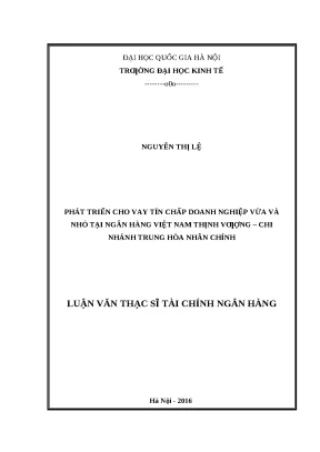 Luận văn: Cho vay tín chấp DNVVN tại ngân hàng VPBank