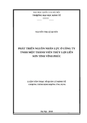 Phát Triển Nguồn Nhân Lực Tại Công Ty TNHH MTV Thủy Lợi