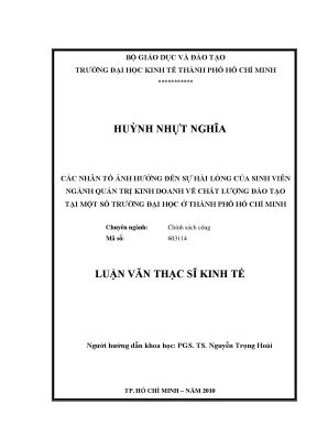 Các yếu tố ảnh hưởng đến sự hài lòng của sinh viên ngành