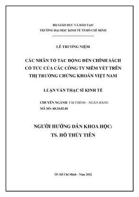 Nhân tố tác động chính sách cổ tức công ty niêm yết VN