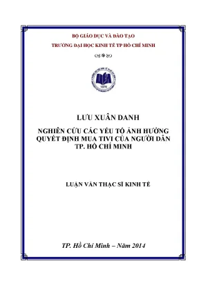 Nghiên cứu yếu tố ảnh hưởng đến quyết định mua tivi tại
