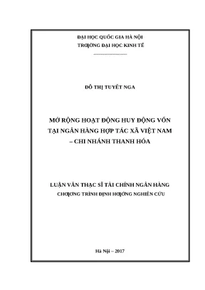Mở Rộng Hoạt Động Huy Động Vốn Tại Ngân Hàng Hợp Tác Xã