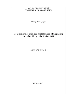Hoạt động xuất khẩu của Việt Nam sau khủng hoảng tài