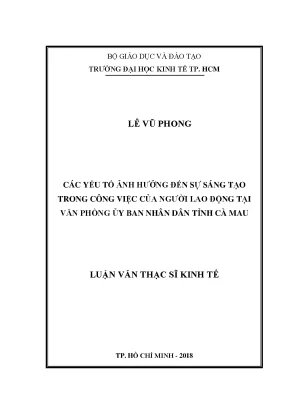 Các yếu tố ảnh hưởng đến sự sáng tạo trong công việc của
