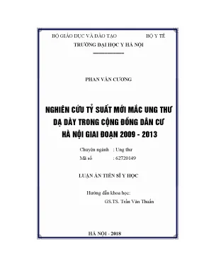 Nghiên cứu tỷ suất mắc ung thư dạ dày tại Hà Nội giai