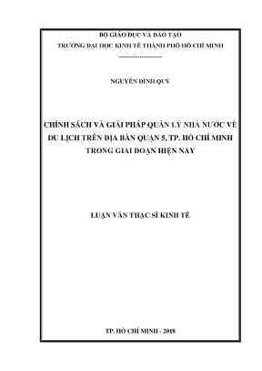 Quản lý nhà nước về du lịch tại quận 5, TP. Hồ Chí Minh: