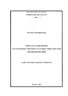 Năng lực cạnh tranh của BIDV Mỹ Đình: Phân tích và Giải pháp
