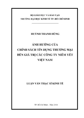 Ảnh hưởng của chính sách tín dụng thương mại đến giá trị