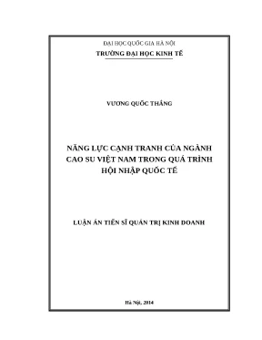 Năng Lực Cạnh Tranh Ngành Cao Su Việt Nam Trong Hội Nhập