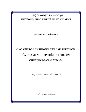 Luận văn: Yếu tố ảnh hưởng cấu trúc vốn DN niêm yết VN