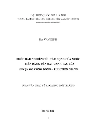 Nghiên cứu tác động của nước biển dâng đến đất canh tác