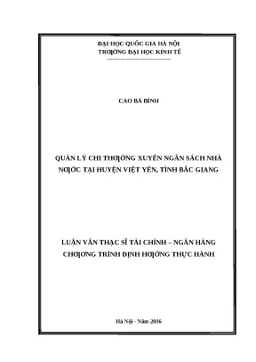 Luận văn quản lý chi thường xuyên NSNN Việt Yên, Bắc Giang