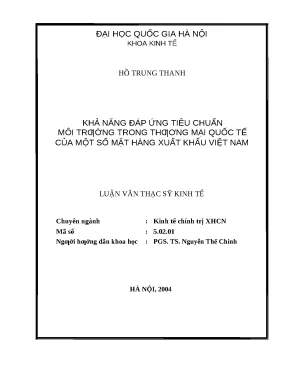 Khả Năng Đáp Ứng Tiêu Chuẩn Môi Trường Trong Xuất Khẩu 