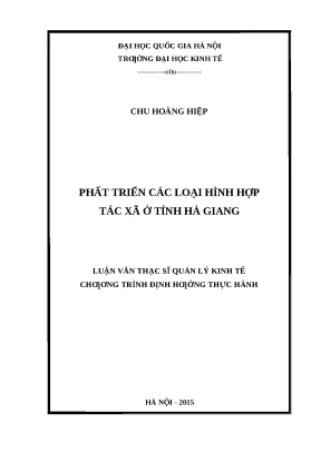 Phát Triển Hợp Tác Xã Tại Tỉnh Hà Giang: Nghiên Cứu và