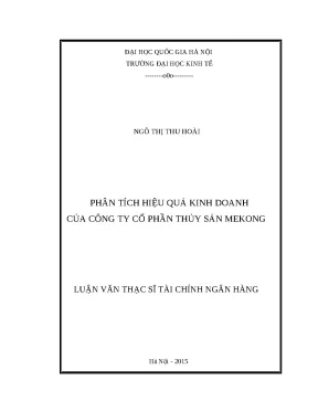 Luận văn: Phân tích hiệu quả kinh doanh Thủy sản Mekong