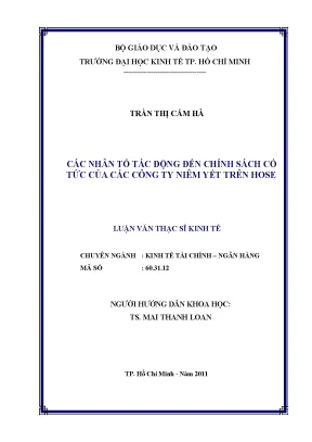 Nhân Tố Ảnh Hưởng Đến Chính Sách Cổ Tức Của Các Công Ty