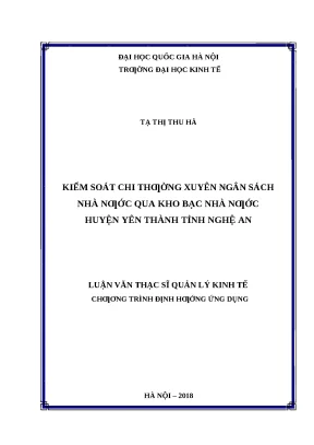 Kiểm Soát Chi Ngân Sách Nhà Nước Qua Kho Bạc Nhà Nước