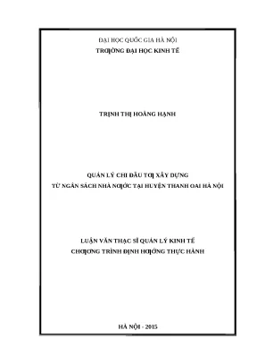 Luận văn quản lý chi đầu tư xây dựng tại Thanh Oai, Hà Nội