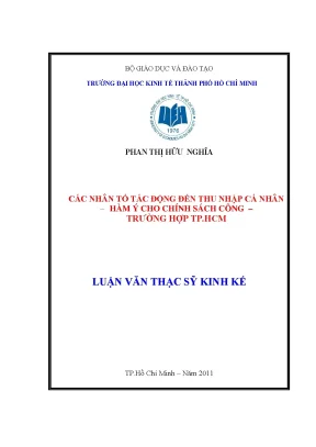 Nhân Tố Tác Động Đến Thu Nhập Cá Nhân Tại TP.HCM: Đề