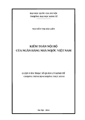 Kiểm Toán Nội Bộ Ngân Hàng Nhà Nước Việt Nam: Nghiên Cứu