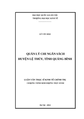 Quản Lý Chi Ngân Sách Huyện Lệ Thủy, Quảng Bình: Nghiên